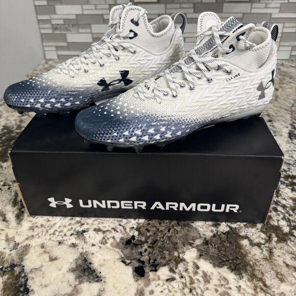 Under Armour - Spotlight Clone 3.0 MC Mens Football Cleats White-Navy - Picture 2 of 8
